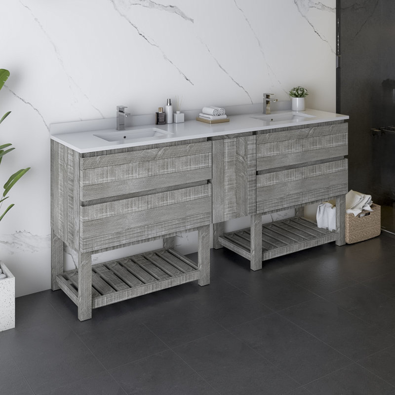 Fresca Formosa Floor Standing Open Bottom 72" Double Bathroom Vanity Set Wayfair